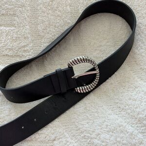 Princess Polly Black Belt with Silver Buckle